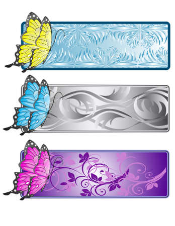 Set of cards with butterflies.のイラスト素材