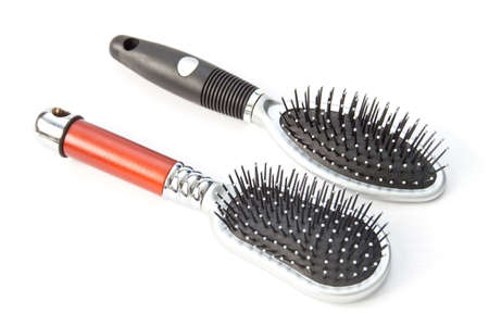 Massage comb on a white background.の写真素材