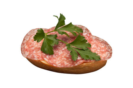 Sausage sandwich isolated on white background.の写真素材