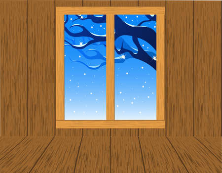 Interior room with seasonal views of the window.のイラスト素材