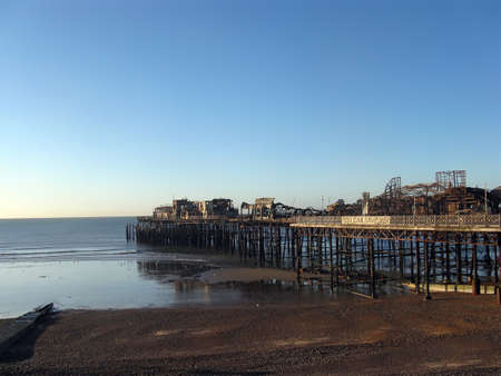 Burned-out pier. England.の写真素材