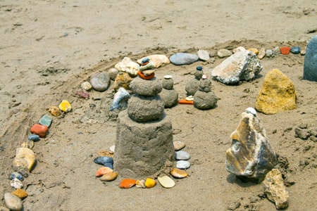 Sand castle on the beach の写真素材