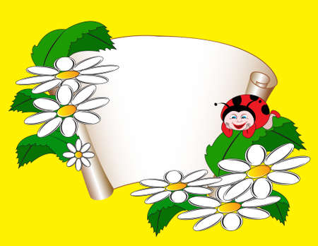 card with daisies and ladybugのイラスト素材