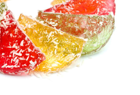 Multicolored marmalade on awhite backgroundの写真素材