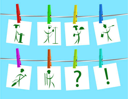 	sheet of paper on the clothesline. set of graphic elements.のイラスト素材