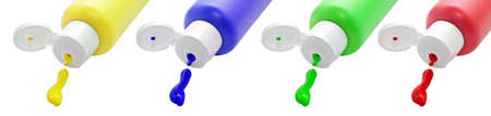 acrylic paints on a white background