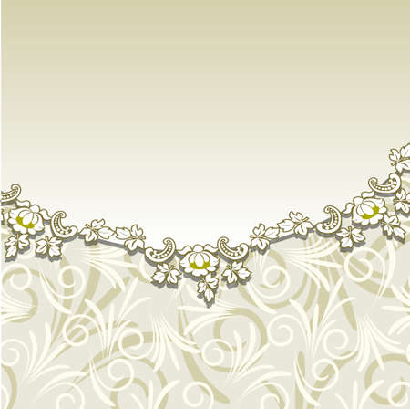Beige background with floral ornament.のイラスト素材