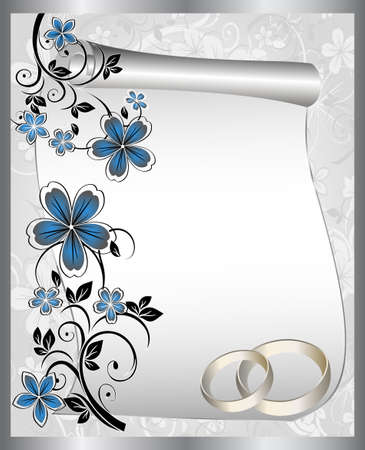 Wedding card with a floral pattern and place for text のイラスト素材