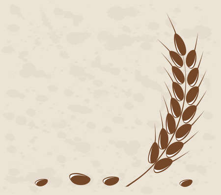 Ear of wheat in the grange backgroundのイラスト素材