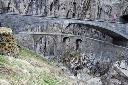 Devil's bridge at St. Gotthard pass, Switzerland. Alps. Europe の写真素材