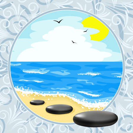 Illustration of the beach and the skyのイラスト素材