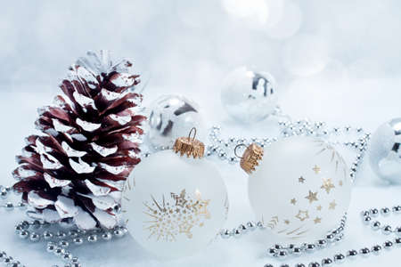 Christmas background with shiny ballsの写真素材