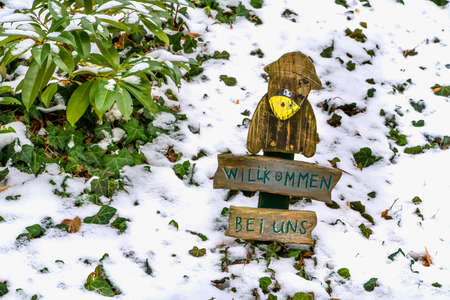 Wooden sign outdoors の写真素材