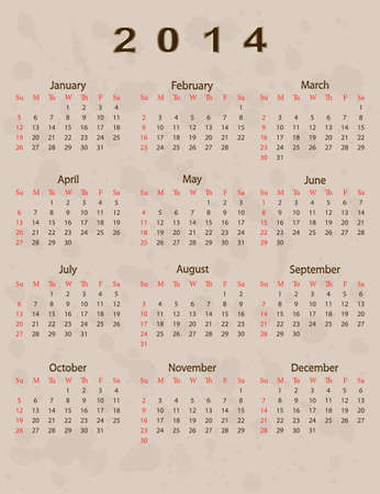 2014 calendar year in vintage style のイラスト素材
