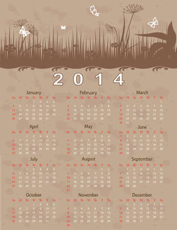2014 calendar year in vintage style のイラスト素材