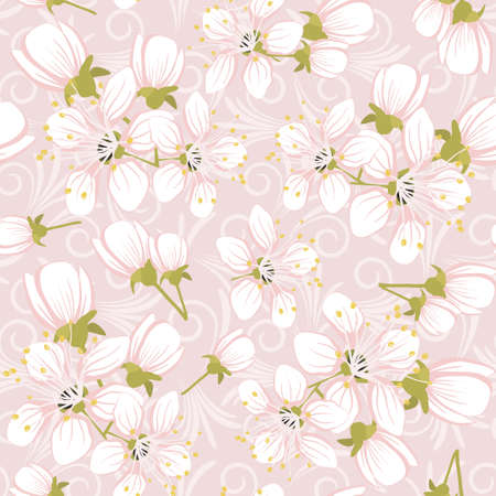 Seamless pattern with cherry blossoms のイラスト素材