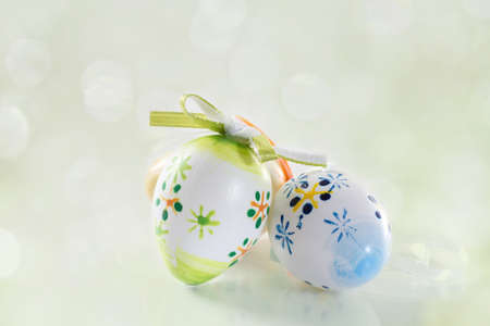 Easter background with colored eggs 