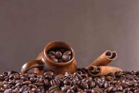 coffee beans with cupの写真素材