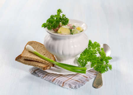 Summer cold soup with vegetables の写真素材