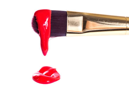 Drawing with paint on white paper の写真素材