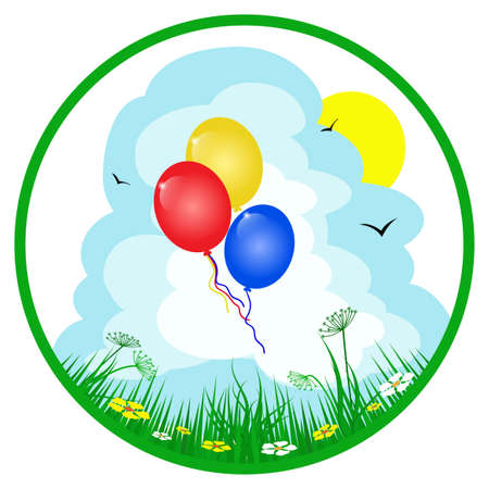 Colorful balloons  on  summer backgroundのイラスト素材