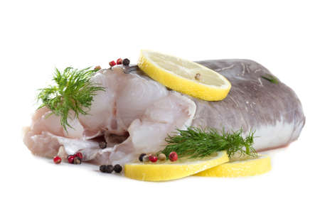 Eel fillet with spices. Isolate on white background