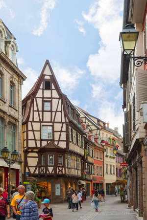 Colmar, France - 18 August, 2014: old town street. Colmar is the most popular tourist destination in France, founded in the 9th century. のeditorial素材