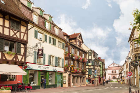 Colmar, France - 18 August, 2014: old town street. Colmar is the most popular tourist destination in France, founded in the 9th century. のeditorial素材