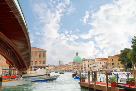 Venice, Italy  - 4 September, 2014: Boats and gondolas on the Grand Canal of Venice. Venice is the most popular tourist destination in Italy.のeditorial素材