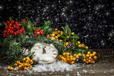 Christmas clock with winter decoration