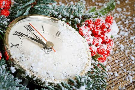 Christmas clock with winter decoration