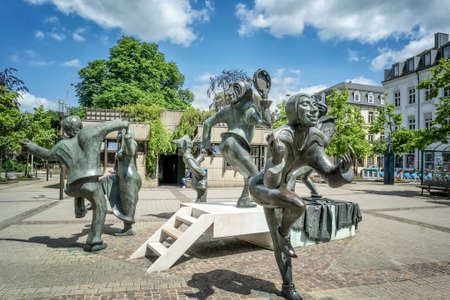 LUXEMBOURG, LUXEMBOURG â JUNE19, 2016:  Sculptural group "Acrobats". The monument  was inaugurated on 2004.のeditorial素材