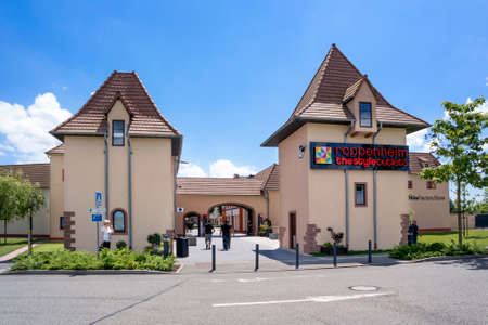 ROPPENHEIM, ALSACE, FRANCE - June 22, 2016: View of the Outlet Village on the border of Germany and Franceのeditorial素材