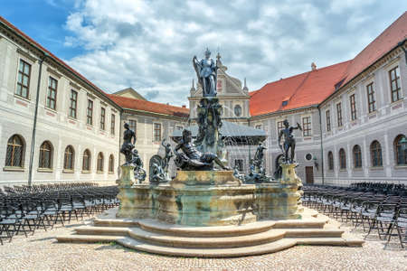 The bronze Wittelsbach Fountain in the Residenz Palace was erected in 1610. Munich, Germanyのeditorial素材