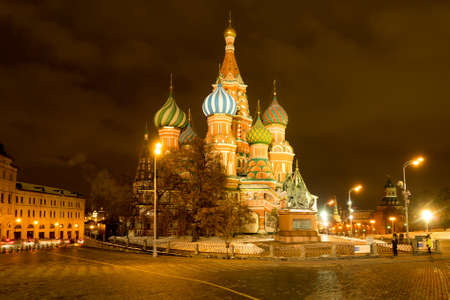 St. Basil's Cathedral on Red Square at night.