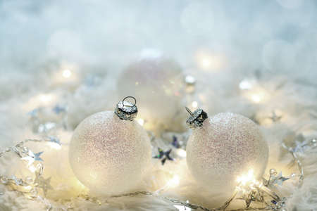 Christmas card with christmas ballsの写真素材
