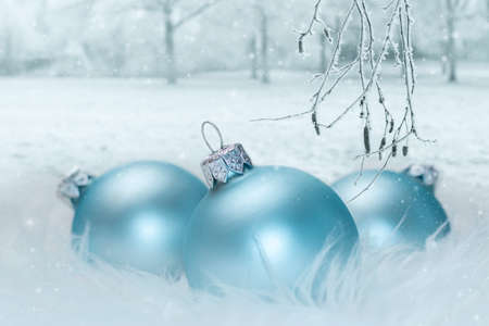Christmas card with christmas ballsの写真素材