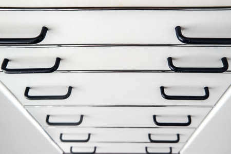 Black and white background cabinet handlesの写真素材