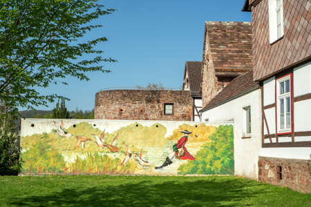 Bodenwerder, Germany, 21/04/2019: Drawing of the "LÃ¼genbaron von MÃ¼nchhausen"のeditorial素材