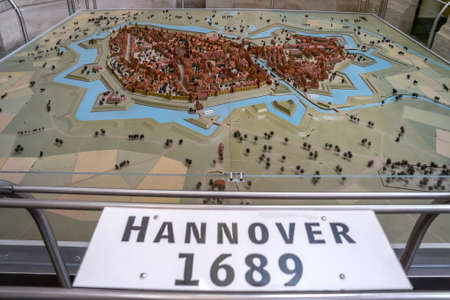 HANNOVER GERMANY - April 04 2019: Scale model with a representation of the German city of Hannover...