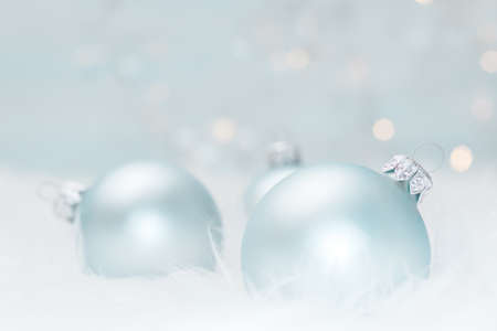 Christmas card with christmas balls and bokeh