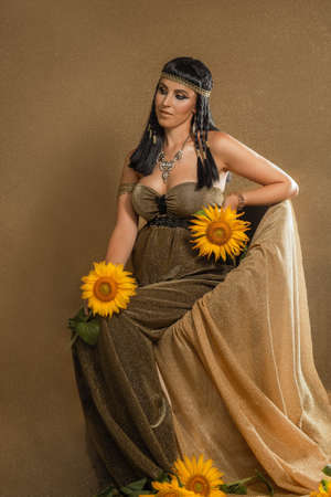 Portrait of a pregnant woman in the image of Cleopatraの写真素材