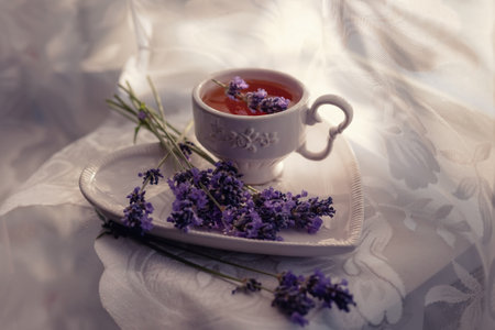 Still Life with Lavender Flowersの写真素材