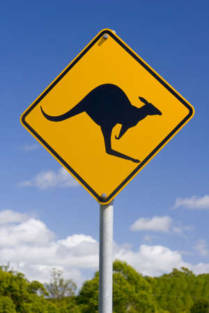 Closeup of Australian Kangaroo road signの写真素材