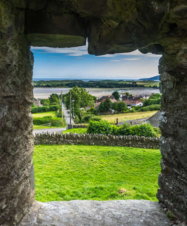 DUNDRUM -NORTHER IRELAND - JULY 17, 2016 - The view from the window of Dundrum Castle, situated above the town of Dundrum, County Down, Northern Ireland on July 17, 2016のeditorial素材