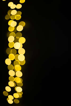 Christmas background. Background with christmas lights. Flat view, top view, copy space. Bokeh lightsの写真素材