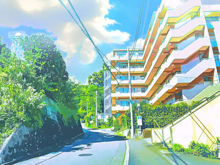 a residential area in the suburbsの写真素材