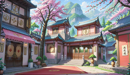 "A street corner with an old atmosphere, Chinese style"の素材