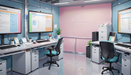 "Office scenery monitor desk"の素材