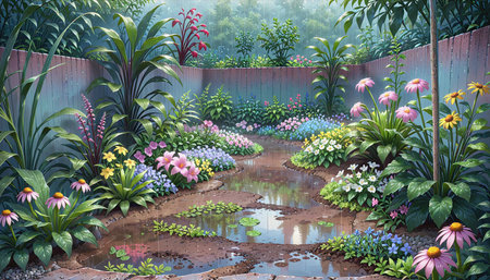 "Small garden rain scenery"の素材